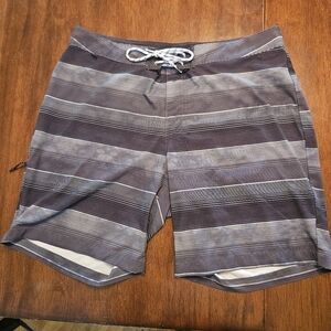 Columbia Men's Board Shorts Swim Trunks Black & Gray Striped Size 36